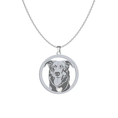 Naszyjnik z sercem psem Owczarkiem Francuskim srebro GRAWER GRATIS - MEJK Jewellery