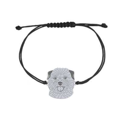 Bransoletka z psem Norfolk Terrier srebro sznurek GRAWER GRATIS - MEJK Jewellery