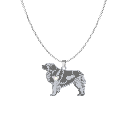 Silver Leonberger necklace with a heart, FREE ENGRAVING - MEJK Jewellery