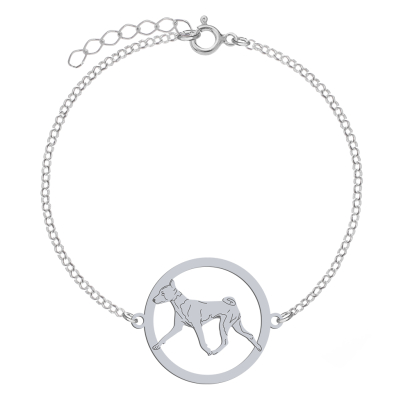 Silver Basenji engraved bracelet - MEJK Jewellery