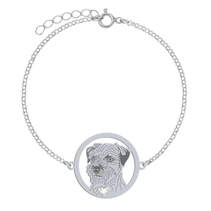 Bransoletka z psem sercem Border Terrier srebro GRAWER GRATIS- MEJK Jewellery