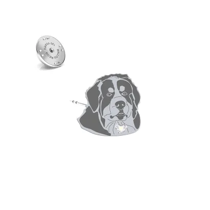 Wpinka z psem Berneński Pies Pasterski srebro - MEJK Jewellery