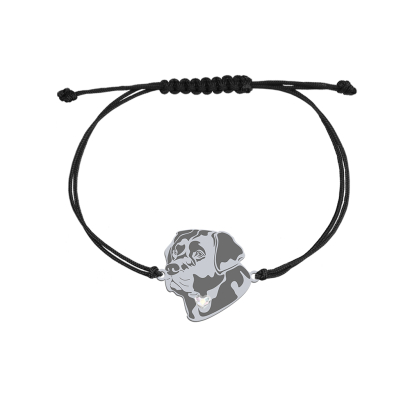 Silver Labrador Retriever string bracelet with a heart, FREE ENGRAVING - MEJK Jewellery