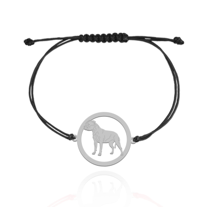 Bransoletka z psem Staffordshire Bull Terrier srebro GRAWER GRATIS sznurek - MEJK Jewellery