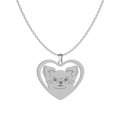 Silver Long-haired Chihuahua necklace, FREE ENGRAVING - MEJK Jewellery