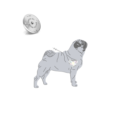 Silver Pug pin - MEJK Jewellery