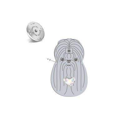 Silver Shih tzu pin with a heart - MEJK Jewellery