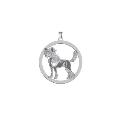 Silver Hairless Chinese Crested pendant, FREE ENGRAVING - MEJK Jewellery