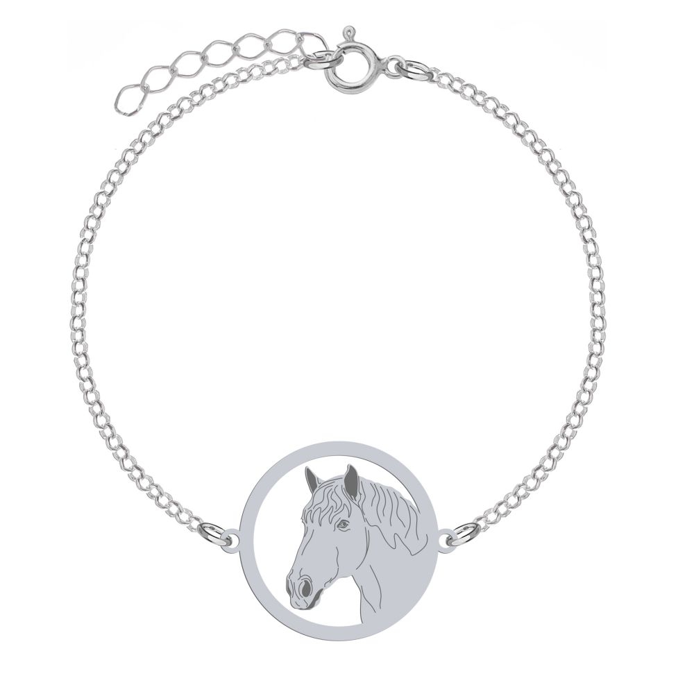 Silver Percheron Horse bracelet, FREE ENGRAVING - MEJK Jewellery