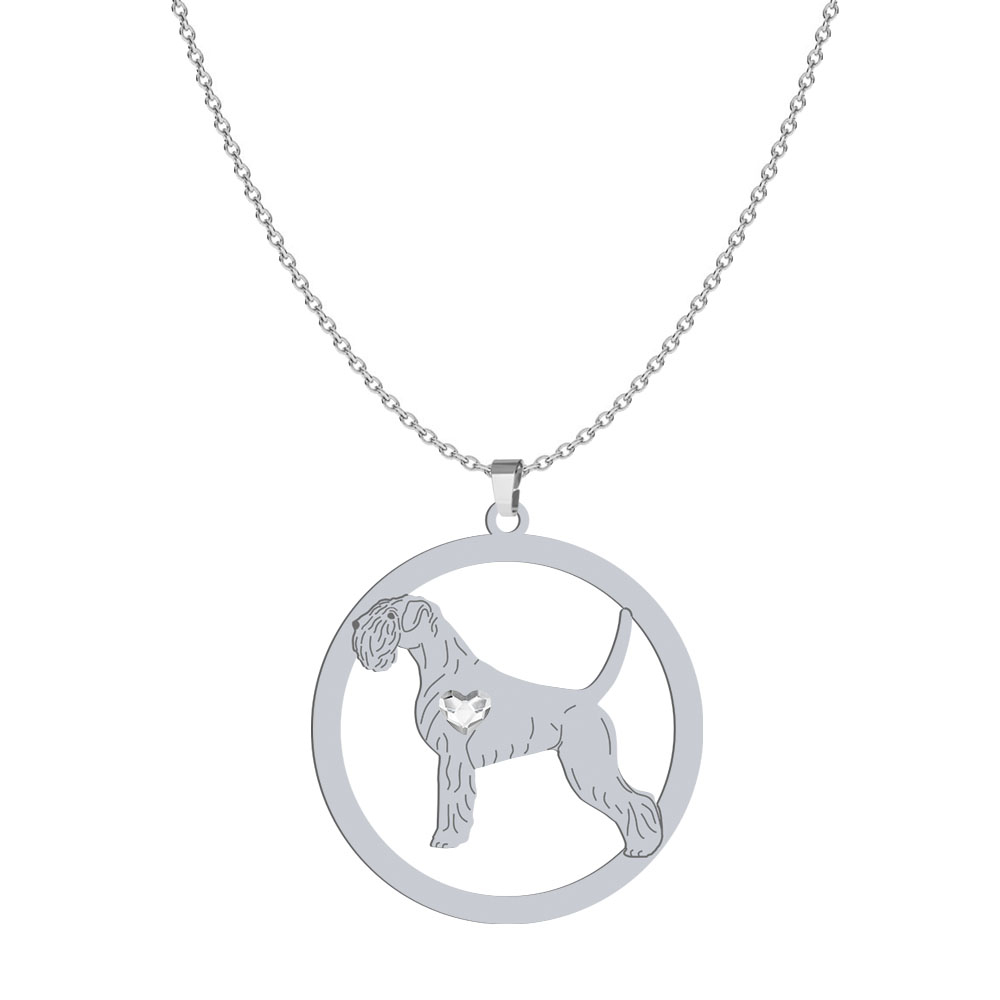 Silver Schnauzer engraved necklace with a heart - MEJK Jewellery