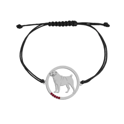 Bransoletka z psem Owczarkiem Środkowoazjatyckim srebro sznurek GRAWER GRATIS - MEJK Jewellery