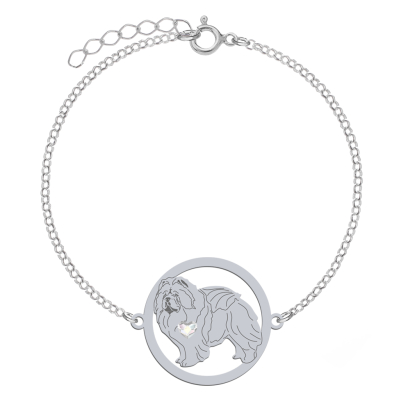 Silver Chow chow engraved bracelet with a heart - MEJK Jewellery