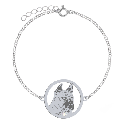 Silver Chongqing Dog bracelet with a heart, FREE ENGRAVING - MEJK Jewellery