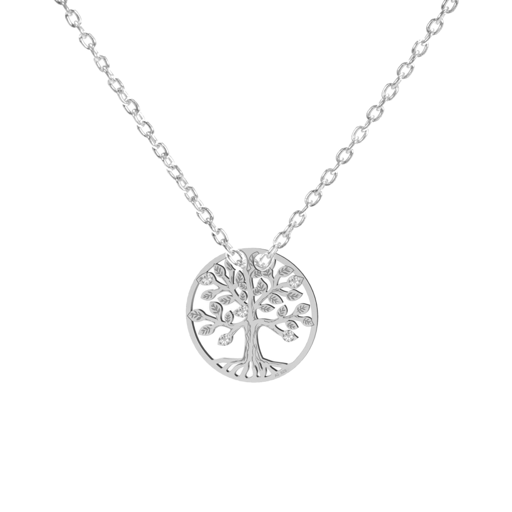  necklace TREE OF HAPPINESS silver rhodium plated or gold-plated