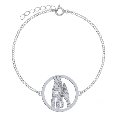 Bransoletka Airedale Terrier srebro 925 Grawer Gratis - MEJK Jewellery