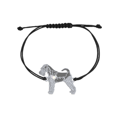 Silver Welsh Terrier engraved string bracelet with a heart - MEJK Jewellery