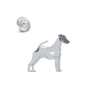 Wpinka z sercem psem Smooth Fox Terrier srebro - MEJK Jewellery