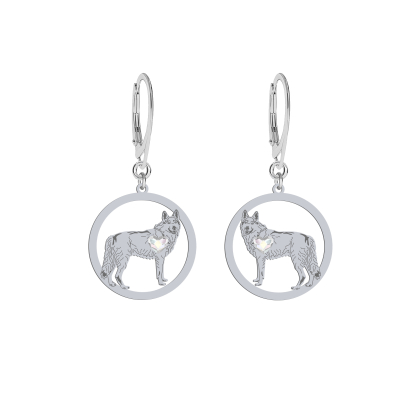 Silver Czechoslovakian Wolfdog engraved earrings - MEJK Jewellery