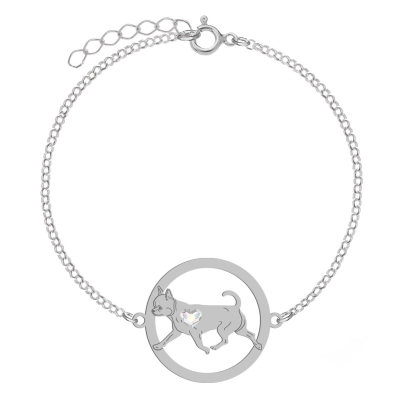 Silver Short-haired Chihuahua bracelet, FREE ENGRAVING - MEJK Jewellery