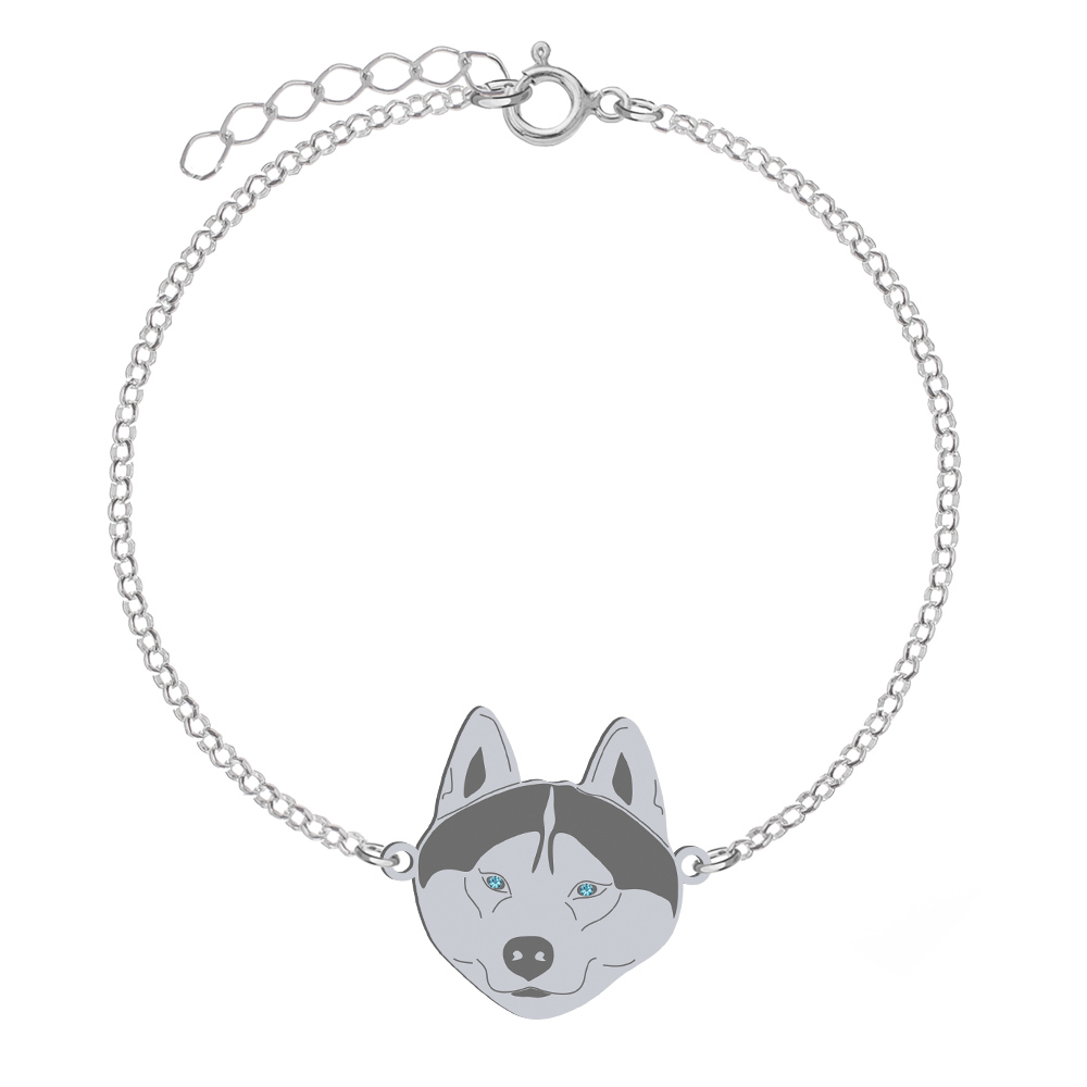 Silver Siberian Husky engraved bracelet - MEJK Jewellery