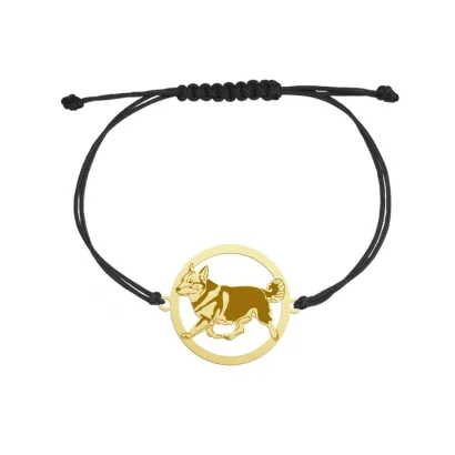 Pozłacana bransoletka Swedish Vallhund sznurek GRAWER GRATIS - MEJK Jewellery
