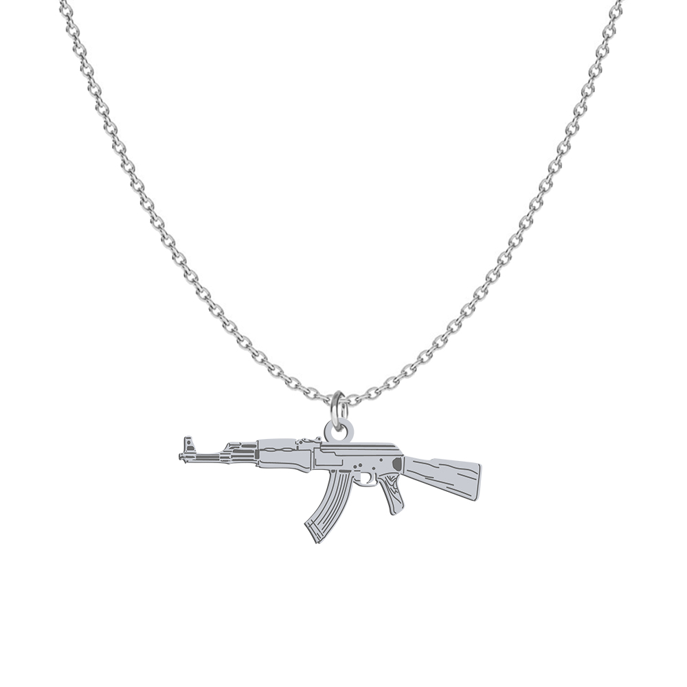 Naszyjnik AK 47 Kałasznikow srebro  pozłacane 