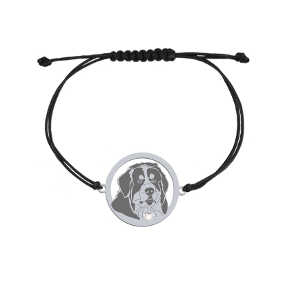 Silver Bernese Mountain Dog engraved string bracelet - MEJK Jewellery