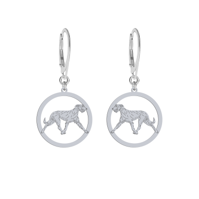 Silver  Irish Wolfhound  engraved earrings - MEJK Jewellery