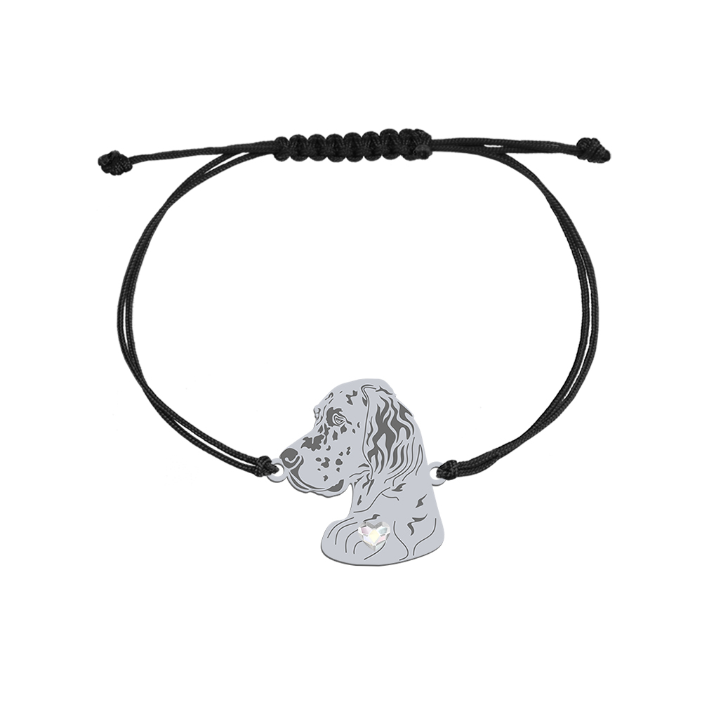 Silver English Setter string bracelet, FREE ENGRAVING - MEJK Jewellery