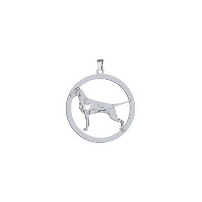 Silver Weimaraner engraved pendant with a heart - MEJK Jewellery