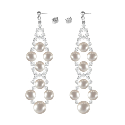 Kolczyki Biżuteria Ślubna z kryształami perłami srebro