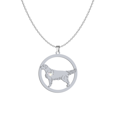 Silver Golden Retriever engraved necklace with a heart - MEJK Jewellery