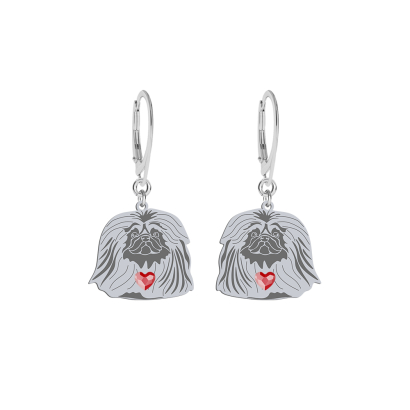 Silver Pekingese earrings, FREE ENGRAVING - MEJK Jewellery
