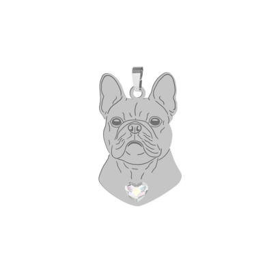 Zawieszka z psem grawerem sercem Bulldog Francuski srebro - MEJK Jewellery