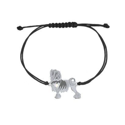 Bransoletka z psem sercem Lowchen srebro sznurek GRAWER GRATIS - MEJK Jewellery