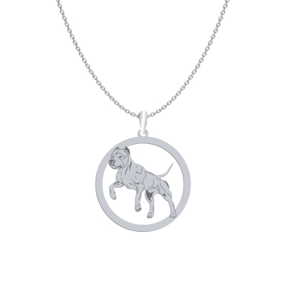 Naszyjnik z psem grawerem American Pitbull Terrier srebro - MEJK Jewellery