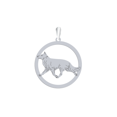 Zawieszka z psem grawerem White Swiss Shepherd Dog srebro - MEJK Jewellery