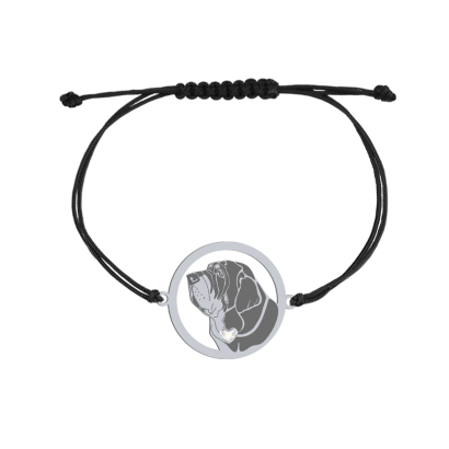 Bransoletka z psem Spanish Mastiff srebro sznurek GRAWER GRATIS - MEJK Jewellery