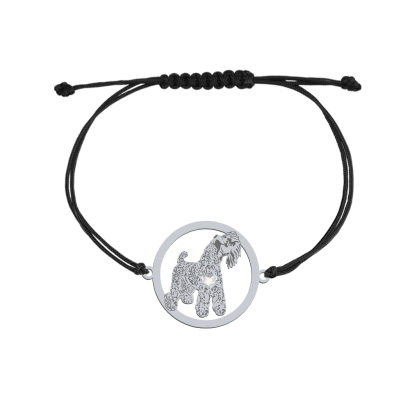 Bransoletka z psem Kerry Blue Terrier srebro sznurek GRAWER GRATIS - MEJK Jewellery